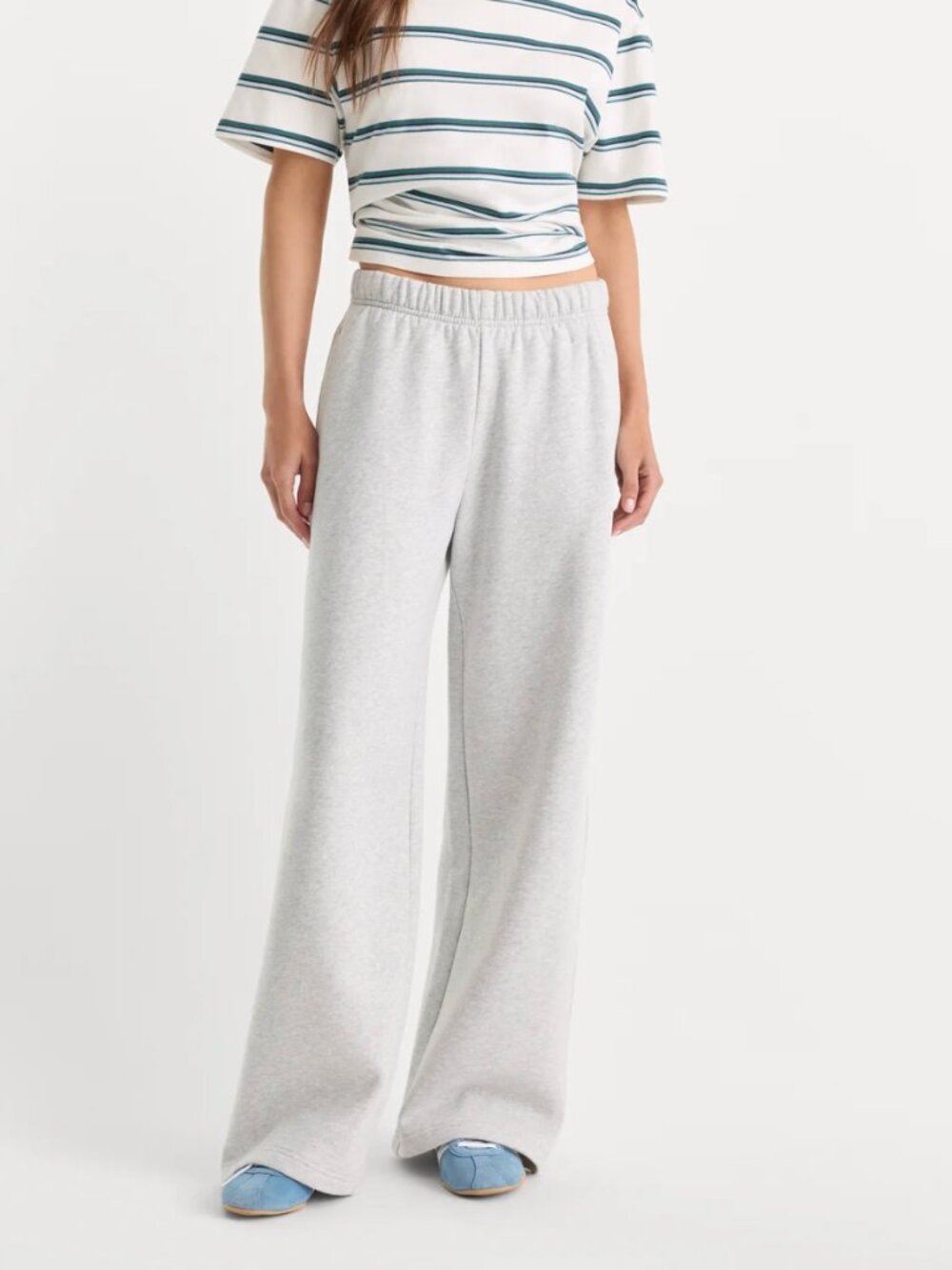 NWT Good American The Fleece Sweatpant in Heather Grey — Wide Leg Pull-On